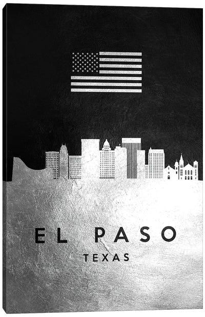 El Paso Texas Silver Skyline Canvas Art Print