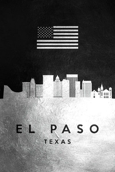 American Flags: El Paso Texas Silver Skyline by Adrian Baldovino