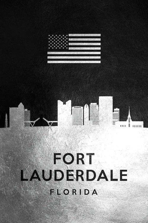 Fort Lauderdale Florida Silver Skyline