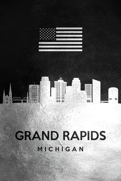 Grand Rapids: Grand Rapids Michigan Silver Skyline by Adrian Baldovino