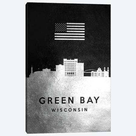 Green Bay Wisconsin Silver Skyline Canvas Print #ABV810} by Adrian Baldovino Canvas Artwork