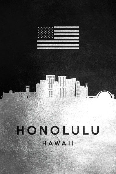 Honolulu: Honolulu Hawaii Silver Skyline by Adrian Baldovino