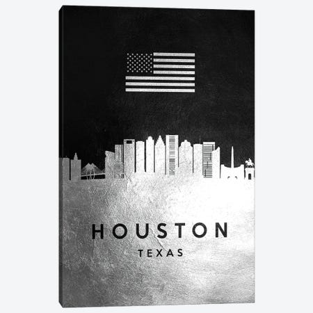 Houston Texas Silver Skyline Canvas Print #ABV814} by Adrian Baldovino Canvas Art Print