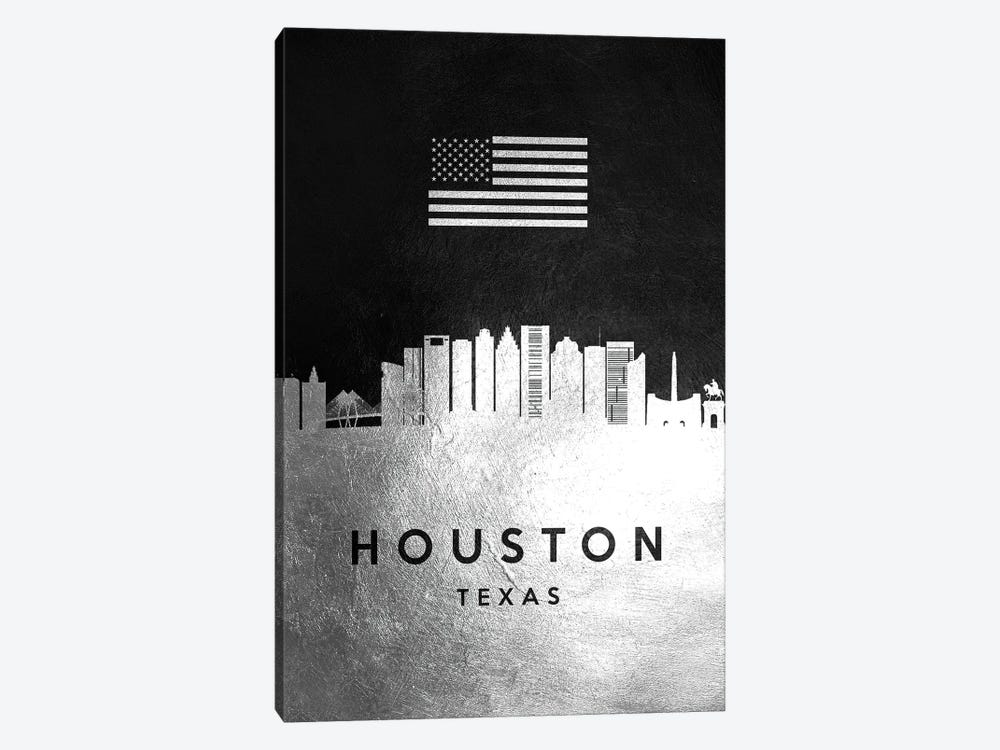 Houston Texas Silver Skyline by Adrian Baldovino 1-piece Canvas Art