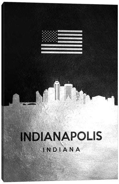 Indianapolis Indiana Silver Skyline Canvas Art Print - Indiana Art