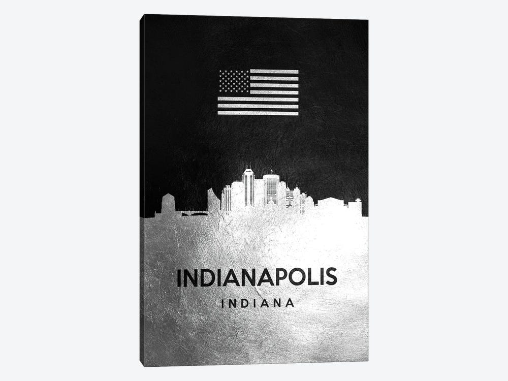 Indianapolis Indiana Silver Skyline by Adrian Baldovino 1-piece Canvas Art Print
