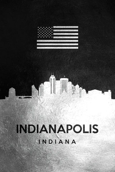 Indiana: Indianapolis Indiana Silver Skyline by Adrian Baldovino