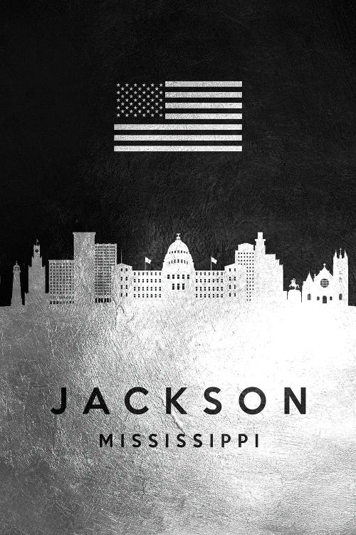 Jackson Mississippi Silver Skyline