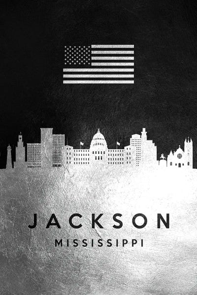 Mississippi: Jackson Mississippi Silver Skyline by Adrian Baldovino