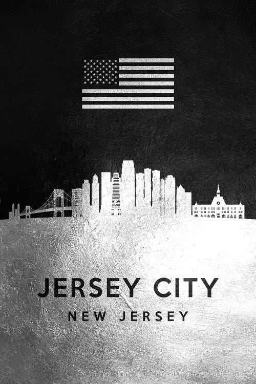 Jersey City New Jersey Silver Skyline
