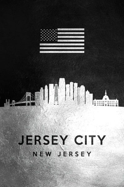 Jersey City New Jersey Silver Skyline