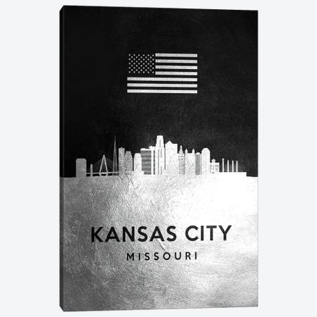 Kansas City Missouri Silver Skyline Canvas Print #ABV819} by Adrian Baldovino Canvas Artwork
