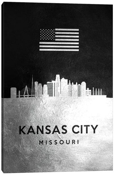 Kansas City Missouri Silver Skyline Canvas Art Print - Kansas City Art