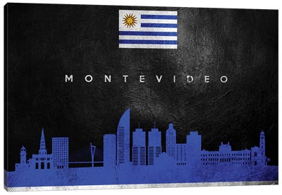 Montevideo Uruguay Skyline Canvas Art Print - International Flag Art