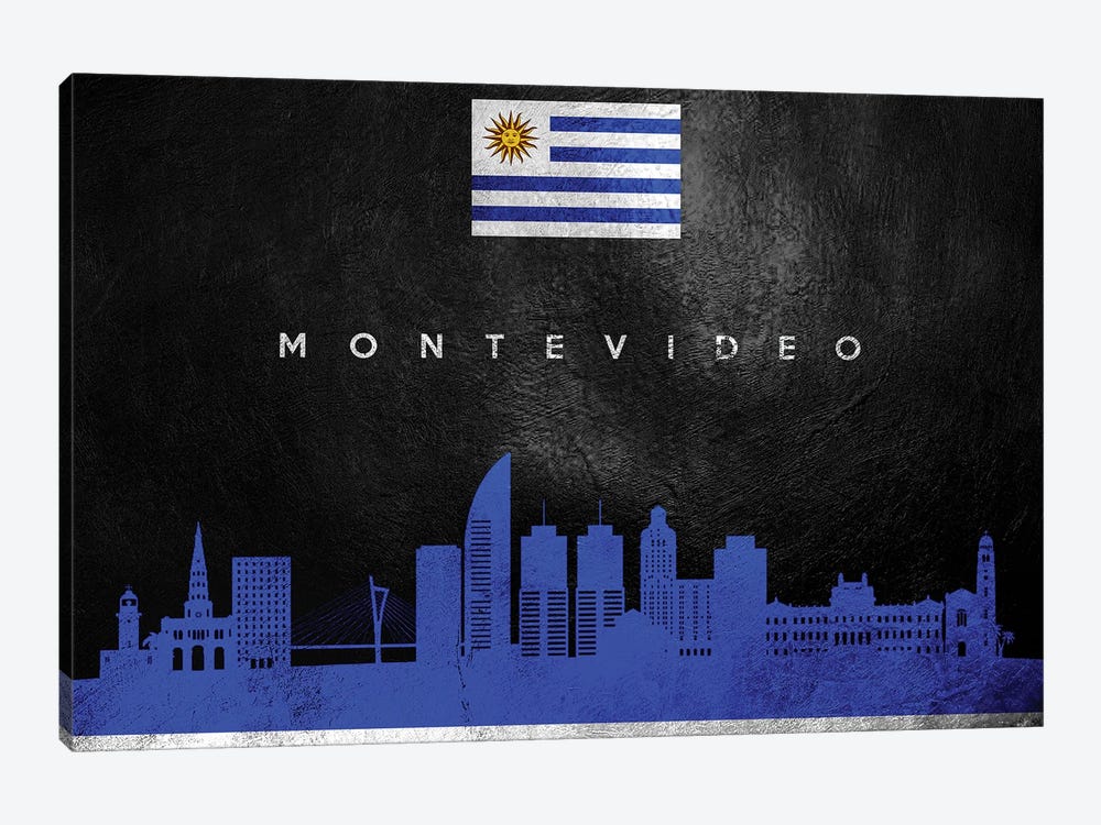 Montevideo Uruguay Skyline by Adrian Baldovino 1-piece Canvas Artwork