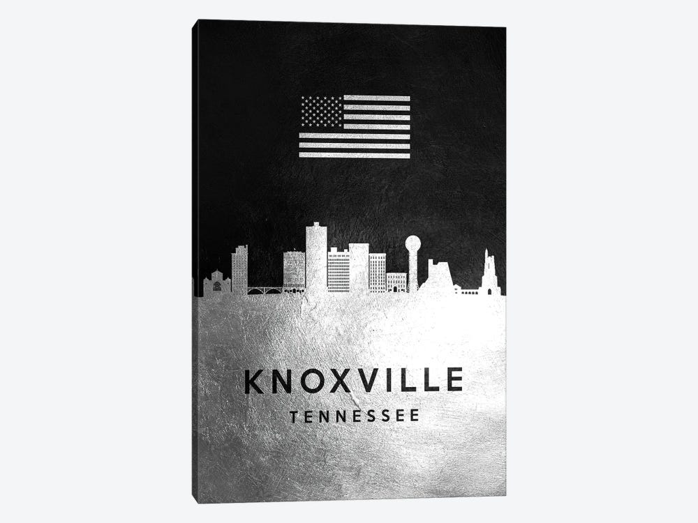 Knoxville Tennessee Silver Skyline by Adrian Baldovino 1-piece Canvas Print