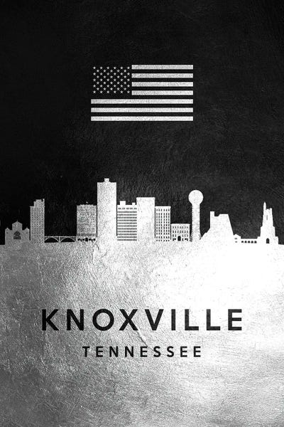 Knoxville: Knoxville Tennessee Silver Skyline by Adrian Baldovino