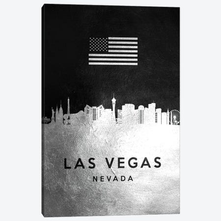 Las Vegas Nevada Silver Skyline Canvas Print #ABV821} by Adrian Baldovino Canvas Print