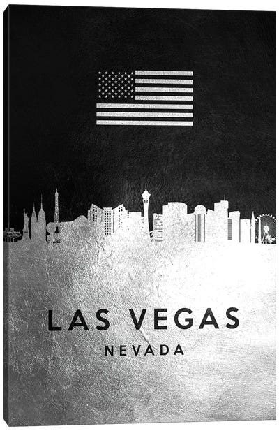 Las Vegas Nevada Silver Skyline Canvas Art Print - Las Vegas Skylines