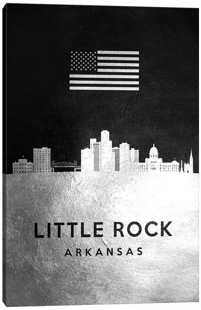 Little Rock Arkansas Silver Skyline Canvas Art Print - Arkansas