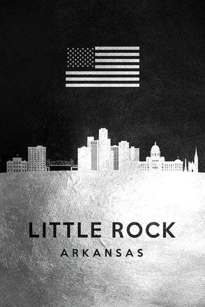 Arkansas: Little Rock Arkansas Silver Skyline by Adrian Baldovino