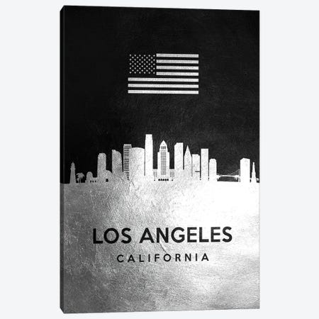 Los Angeles California Silver Skyline Canvas Print #ABV825} by Adrian Baldovino Canvas Art
