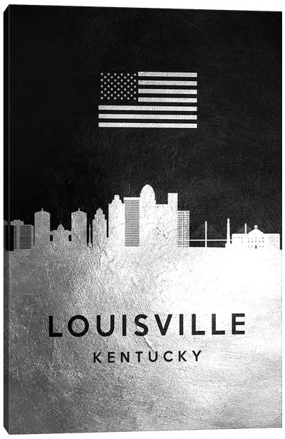 Louisville Kentucky Silver Skyline Canvas Art Print - Louisville Art