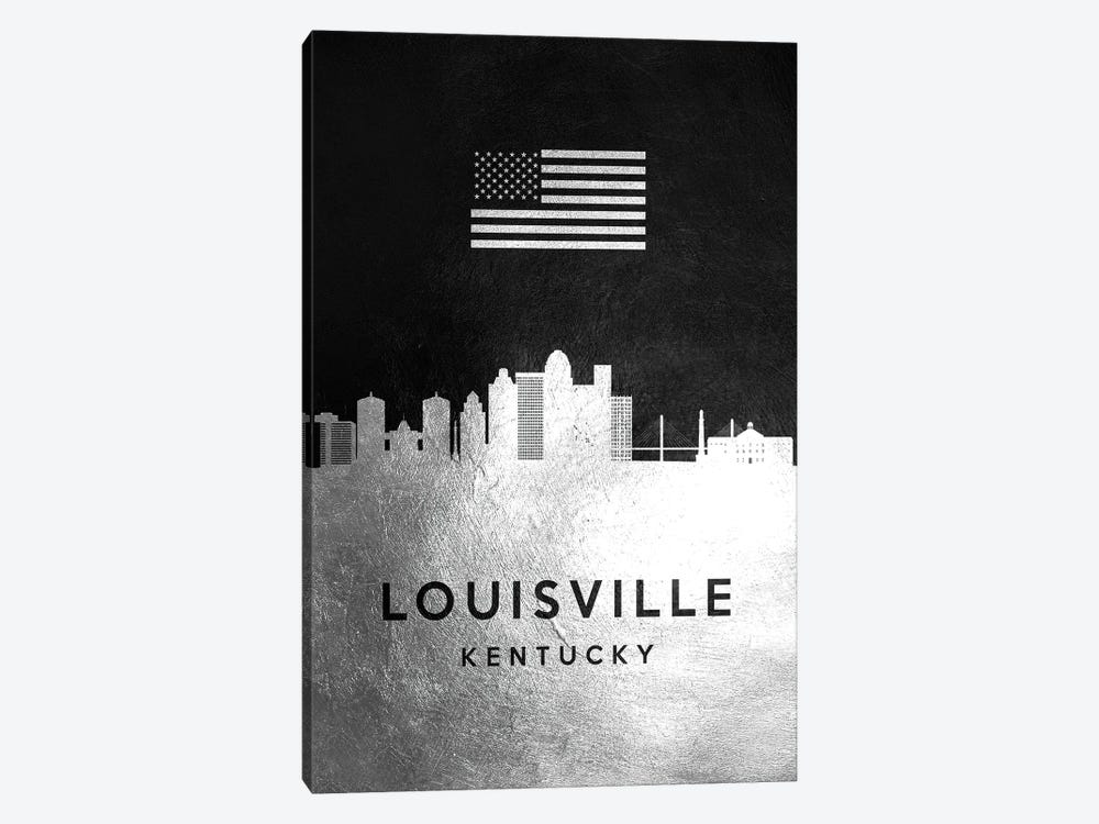 Louisville Kentucky Silver Skyline by Adrian Baldovino 1-piece Art Print