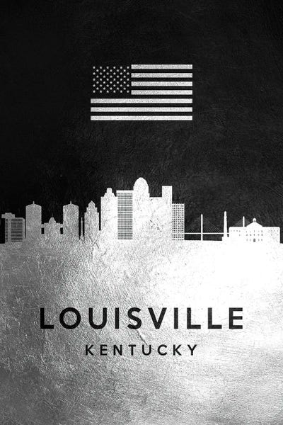 Kentucky: Louisville Kentucky Silver Skyline by Adrian Baldovino
