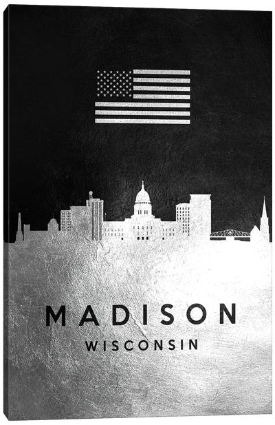 Madison Wisconsin Silver Skyline Canvas Art Print - Madison Art