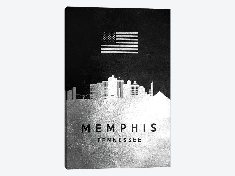 Memphis Tennessee Silver Skyline II by Adrian Baldovino 1-piece Canvas Wall Art
