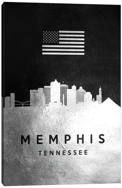 Memphis Tennessee Silver Skyline II Canvas Art Print - Tennessee Art