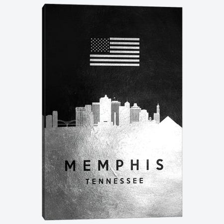 Memphis Tennessee Silver Skyline II Canvas Print #ABV830} by Adrian Baldovino Canvas Art