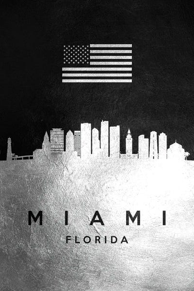 Miami: Miami Florida Silver Skyline by Adrian Baldovino