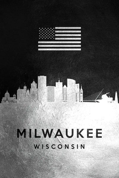 Wisconsin: Milwaukee Wisconsin Silver Skyline by Adrian Baldovino