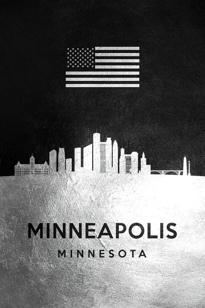 Minneapolis Minnesota Silver Skyline by Adrian Baldovino canvas print
