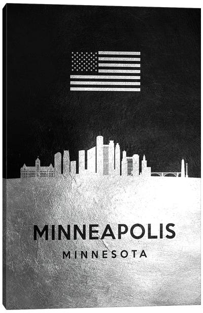 Minneapolis Minnesota Silver Skyline Canvas Art Print - Minnesota Art