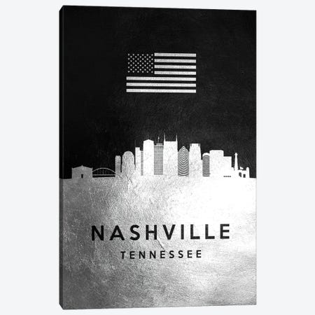 Nashville Tennessee Silver Skyline Canvas Print #ABV836} by Adrian Baldovino Art Print