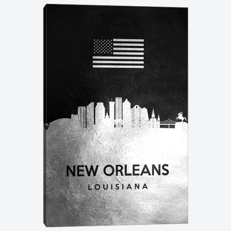 New Orleans Louisiana Silver Skyline Canvas Print #ABV838} by Adrian Baldovino Canvas Art