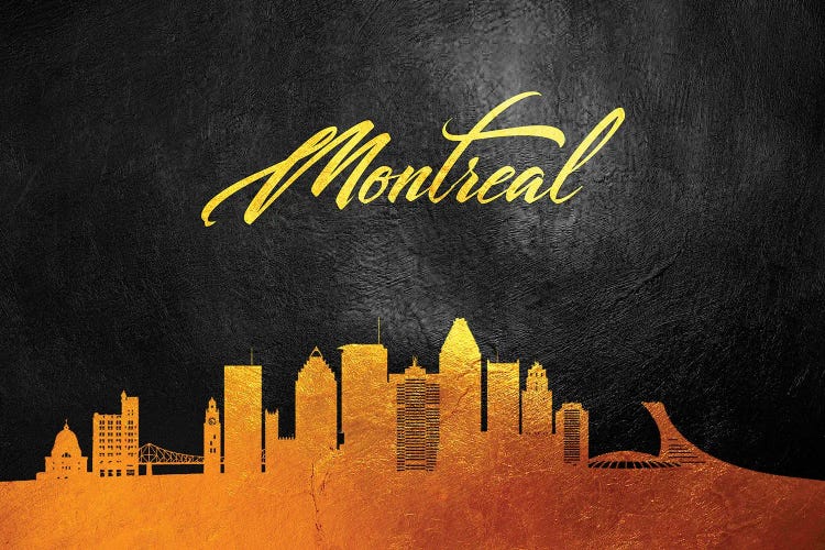 Montreal Canada Gold Skyline by Adrian Baldovino wall art