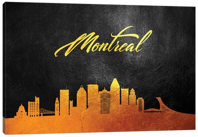 Montreal Canada Gold Skyline Canvas Art Print - Montreal Art
