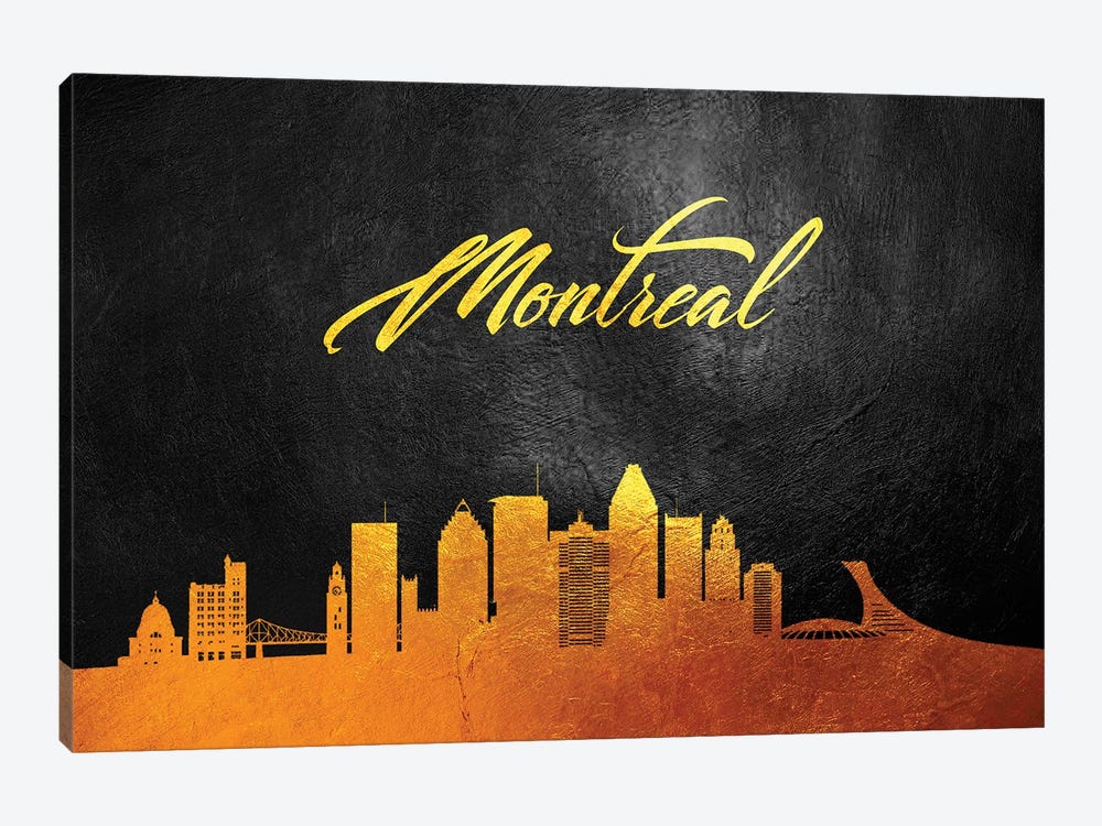 Montreal Canada Gold Skyline by Adrian Baldovino 1-piece Canvas Artwork