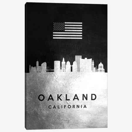 Oakland California Silver Skyline Canvas Print #ABV841} by Adrian Baldovino Canvas Print