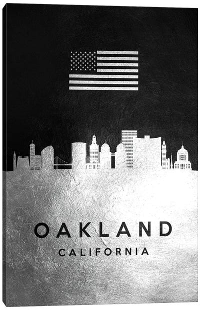 Oakland California Silver Skyline Canvas Art Print - Oakland Art