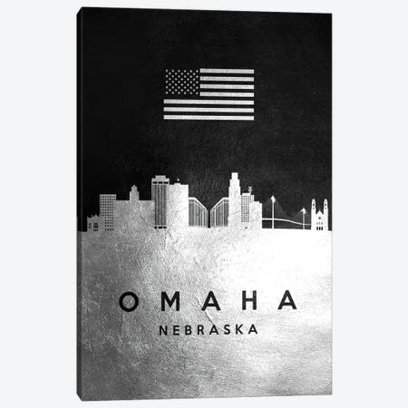 Omaha Nebraska Silver Skyline Canvas Print #ABV843} by Adrian Baldovino Canvas Print