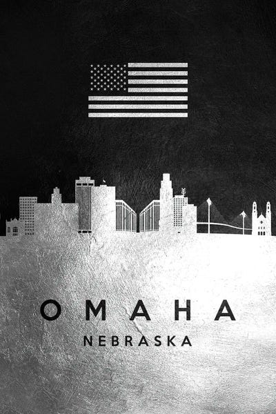 Omaha: Omaha Nebraska Silver Skyline by Adrian Baldovino