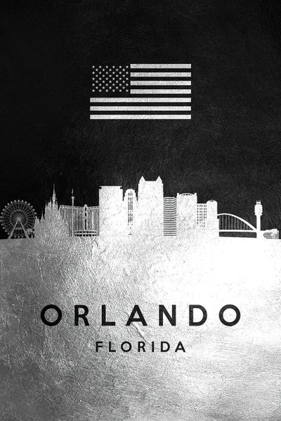 Orlando: Orlando Florida Silver Skyline by Adrian Baldovino