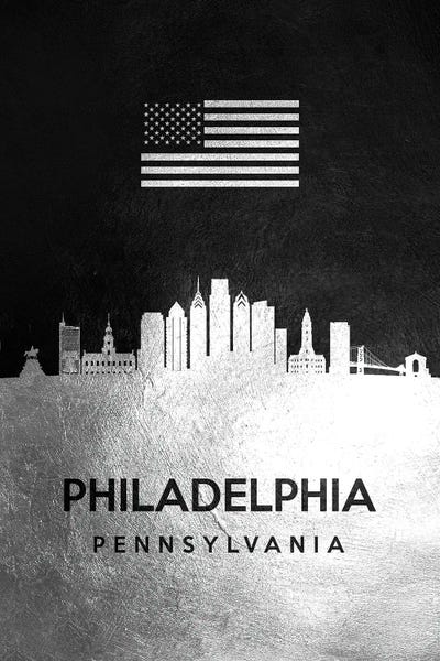 Philadelphia: Philadelphia Pennsylvania Silver Skyline by Adrian Baldovino