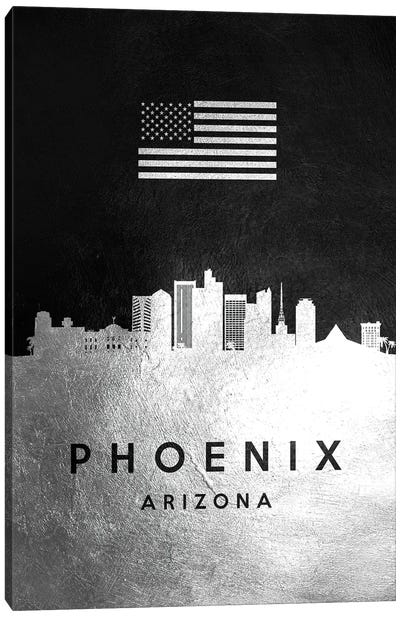 Phoenix Arizona Silver Skyline Canvas Art Print - Phoenix Art