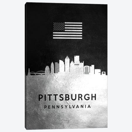 Pittsburgh Pennsylvania Silver Skyline Canvas Print #ABV849} by Adrian Baldovino Canvas Art Print